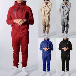 Nike Men's Red Tracksuit Jacket and Pants Set